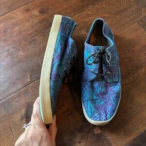 TOMS Womens Sneakers Shoes size 10 Blue Purple Lace Up Tropical